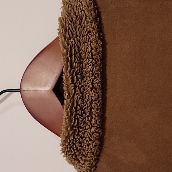 L.L. Bean Womans Vintage Brown Faux Suede Microfiber Jacket Coat Size L Sherpa - Picture 9 of 9